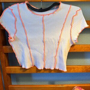NWT Cider Contrast Trim ribbed Crop Top Sz L